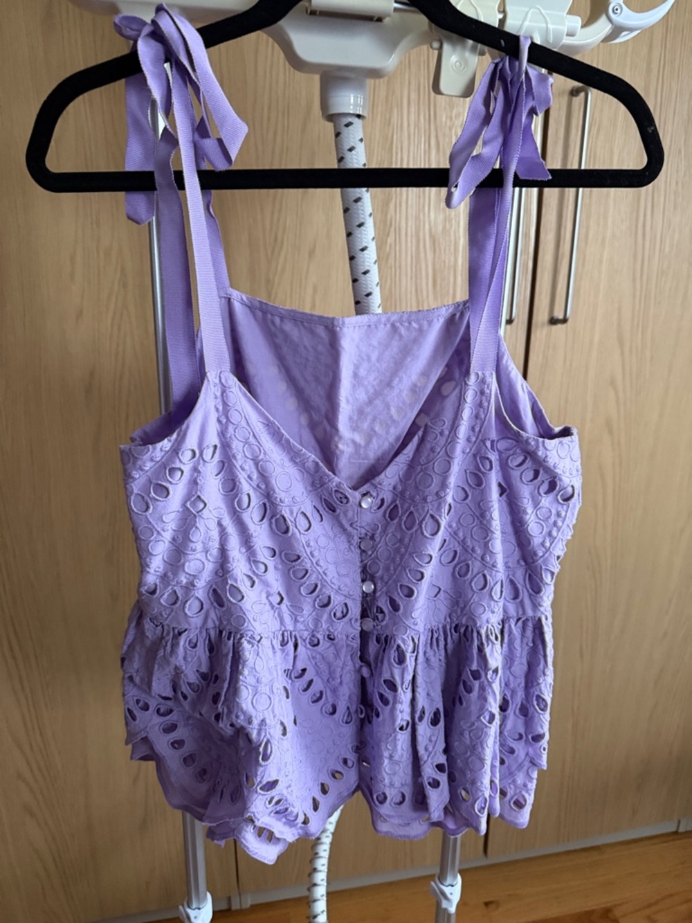 J. Crew Lavender Eyelet Tie-Shoulder Peplum Camisole - Picture 2 of 6